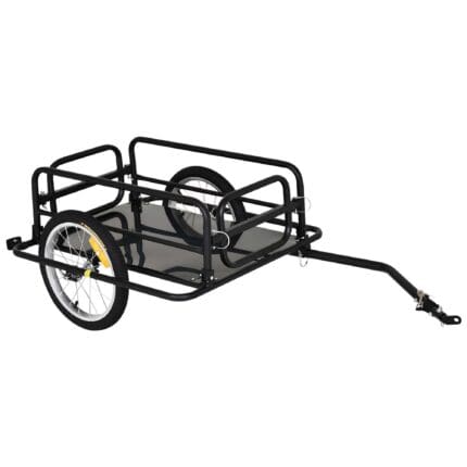Homcom Folding Frame Bike Cargo Trailer Extra Bicycle Storage Carrier W/Hitch-Black