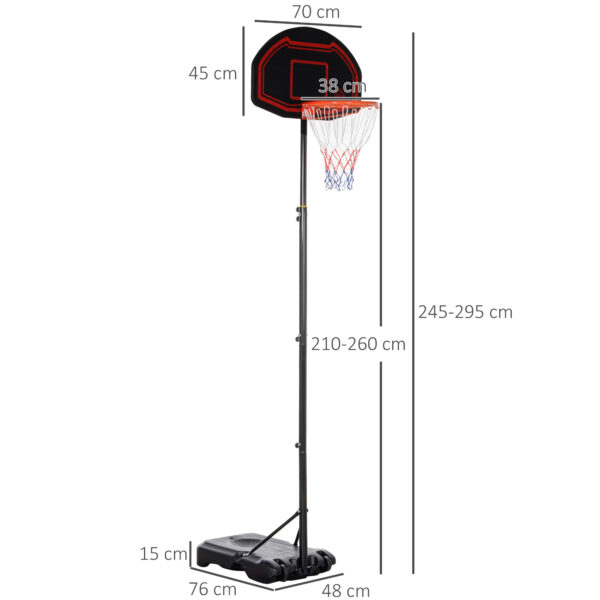 Homcom Adjustable Basketball Hoop Stand w/ Wheels, Stable Base - Image 3