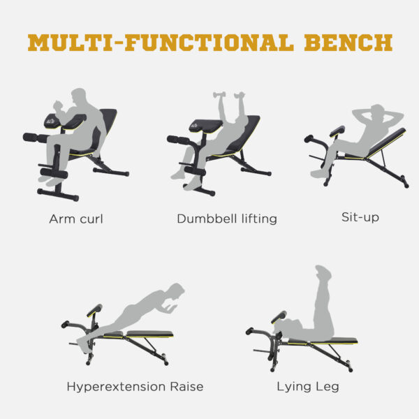 Homcom Multi-Functional Sit-Up Dumbbell Weight Bench w/ Adjustable Height for Home Gym - Image 4