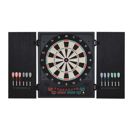Homcom Electronic Dartboard with LED Digital Score Board 27Games Storage Cabinet