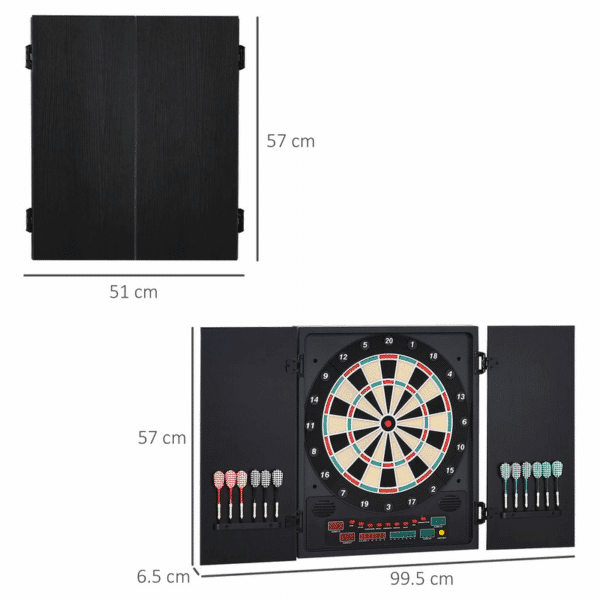 Homcom Electronic Dartboard with LED Digital Score Board 27Games Storage Cabinet - Image 3