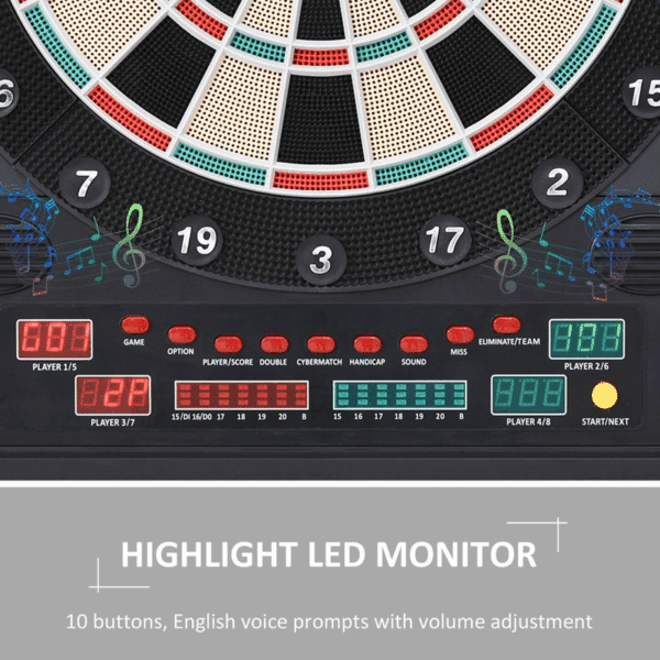Homcom Electronic Dartboard with LED Digital Score Board 27Games Storage Cabinet - Image 7
