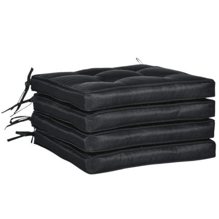 Outsunny 40 x 40cm Garden Seat Cushion with Ties Replacement Dining Chair Seat Pad, Black