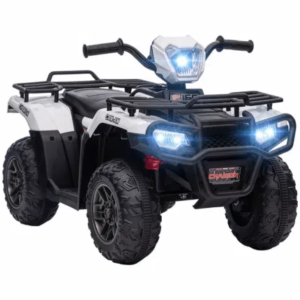 Homcom  12V Electric Quad Bike for Kids w/ LED Headlights, Music - White