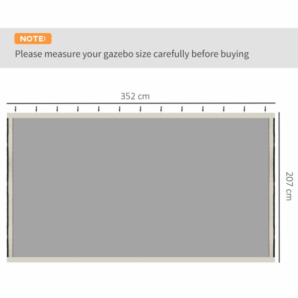 Outsunny 352 x 207cm Universal Replacement Gazebo Mesh Netting Screen Walls - Image 3