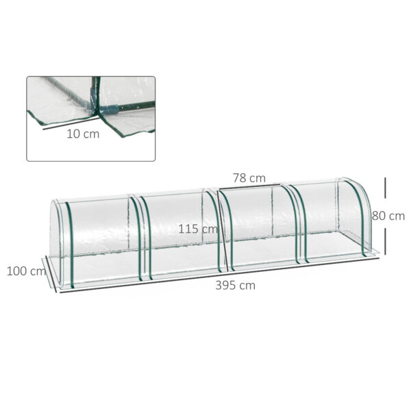 Outsunny Tunnel Greenhouse Steel Frame with Zipper Doors, Clear - Image 3