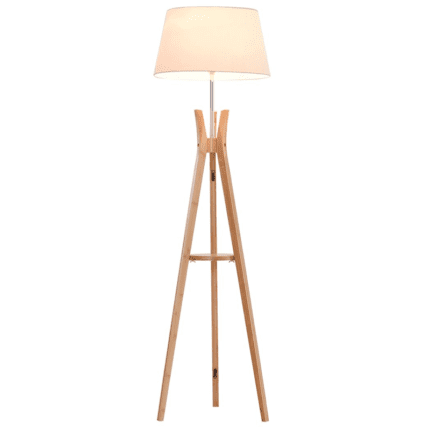 Homcom Tripod Floor Lamp Light E27 Base w/ Fabric Shade Storage Shelf, White