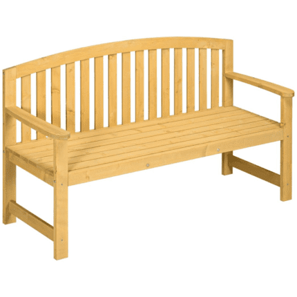 Outsunny 2 Person Garden Bench Wooden Outdoor Furniture with Armrest Orange