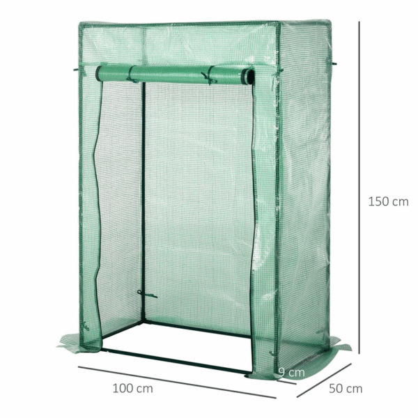 Outsunny 100 x 50 x 150cm Greenhouse w/ Zipper Roll-up Door Outdoor Green - Image 3