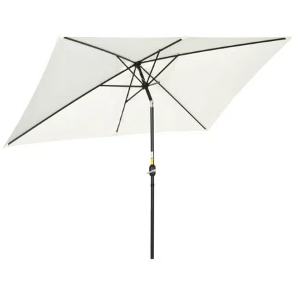 Outsunny 3x2m Patio Parasol Canopy Tilt Crank 6 Ribs Sun Shade Garden White
