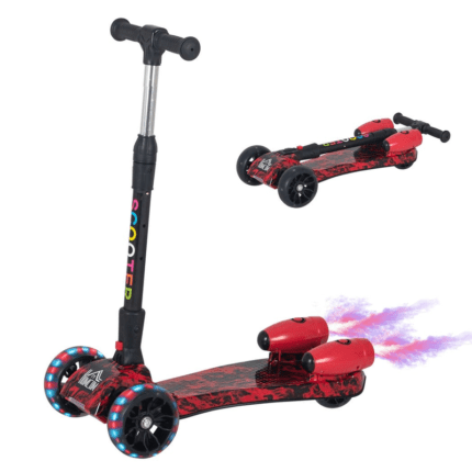 Homcom Child Wheel E-Scooter Light Music Water Spray Rechargeable 3-6 Yrs Red