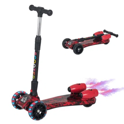 Homcom Child Wheel E-Scooter Light Music Water Spray Rechargeable 3-6 Yrs Red