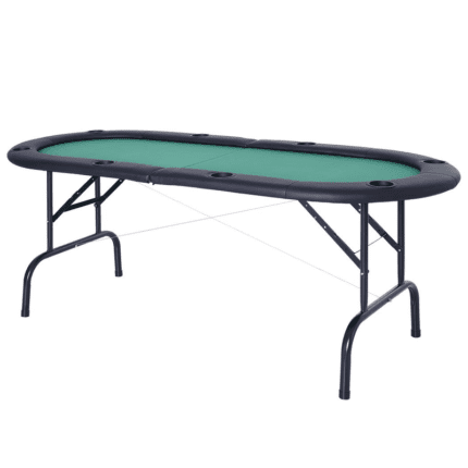 Homcom Foldable Poker Table Casino Top 8 Players Game Trays Drink Holder