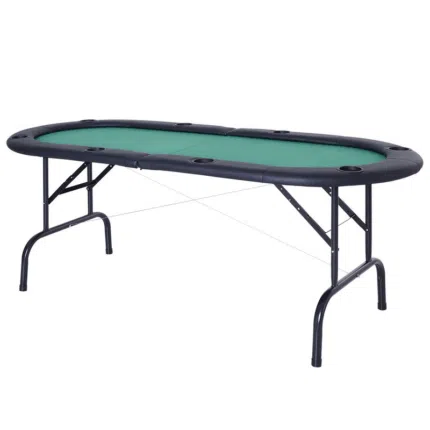 Homcom Foldable Poker Table Casino Top 8 Players Game Trays Drink Holder