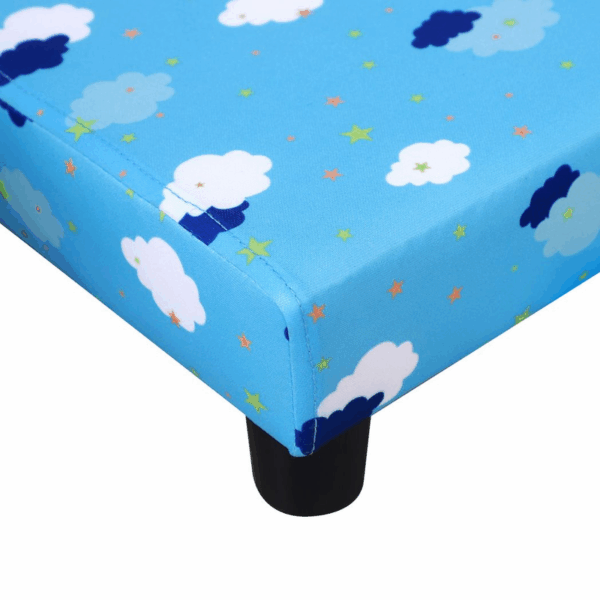 Homcom Cute Cloud Star Child Armchair Seat Wood Frame w/ Footrest Padding Blue - Image 8