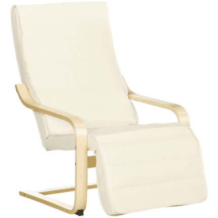 Homcom Lounge Chair Recliner Adjustable Footrest Home Cream White