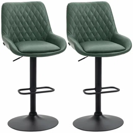 Homcom Bar Stools Set of 2, Adjustable Bar Chairs 360? Swivel for Kitchen Green