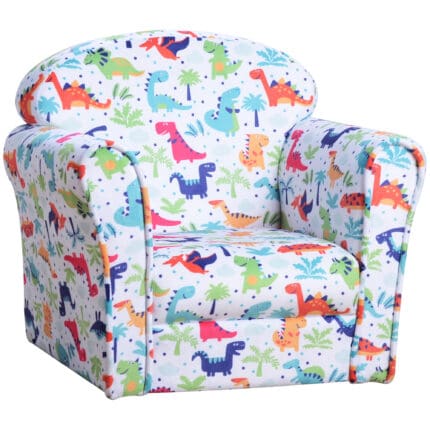 Homcom Children's Armchair Kids Sofa Tub Chair Seat Cartoon Flannel Wooden Non-slip