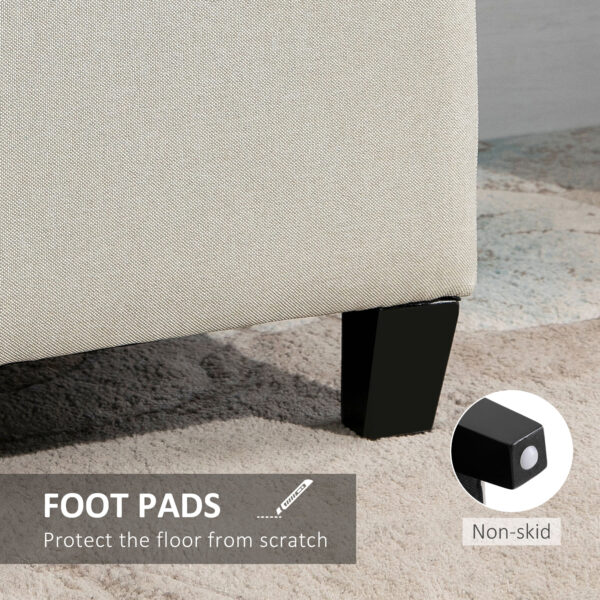 Homcom Linen Storage Ottoman Bench Padded w/ Tufting Hinged Lid Wood Frame Feet - Image 7