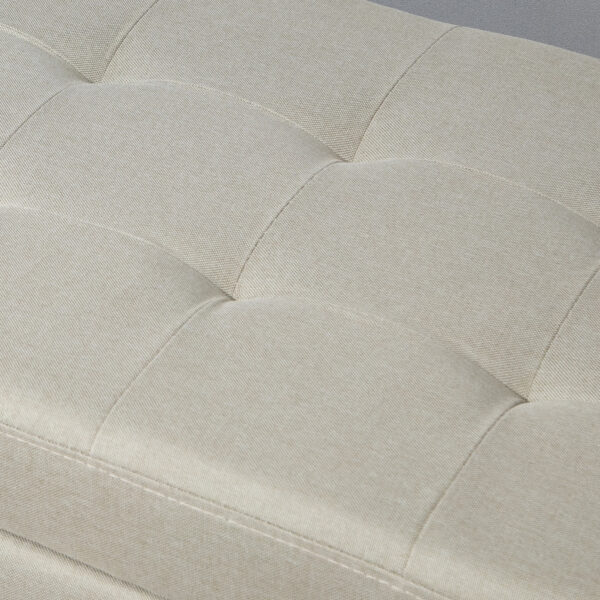 Homcom Linen Storage Ottoman Bench Padded w/ Tufting Hinged Lid Wood Frame Feet - Image 8