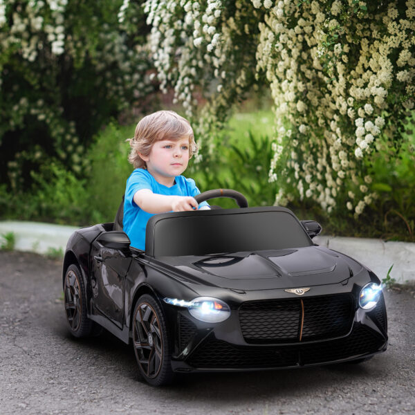 Homcom Bentley Bacalar Licensed 12V Kids Electric Car w/ Portable Battery - Black - Image 2