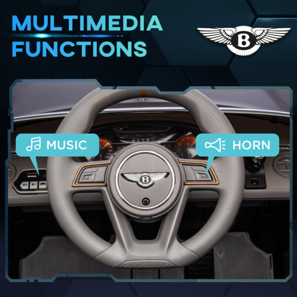 Homcom Bentley Bacalar Licensed 12V Kids Electric Car w/ Portable Battery - Black - Image 6