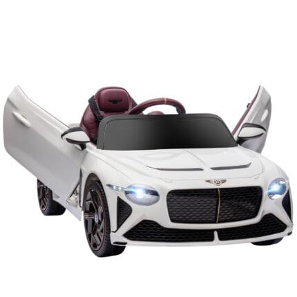 Homcom Bentley Bacalar Licensed 12V Kids Electric Car w/ Portable Battery - White
