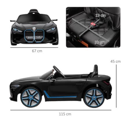 Homcom BMW i4 Licensed 12V Kids Electric Ride-On w/ Portable Battery - Black