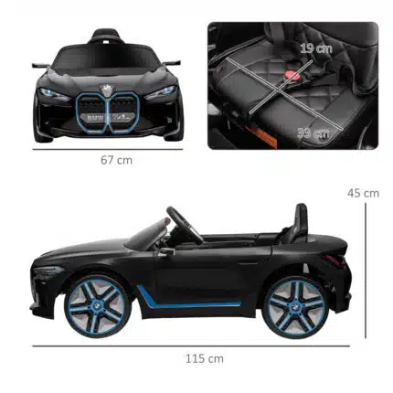 Homcom BMW i4 Licensed 12V Kids Electric Ride-On w/ Portable Battery - Black