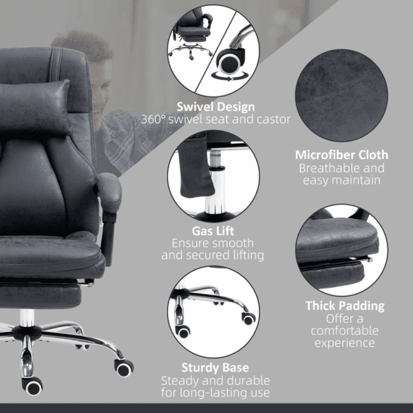 Vinsetto High Back Massage Office Chair with Vibration Point Headrest Remote - Image 7