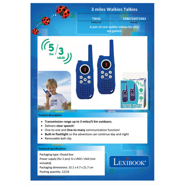 Lexibook TW42 Walkie Talkies with 5KM Range - Image 3