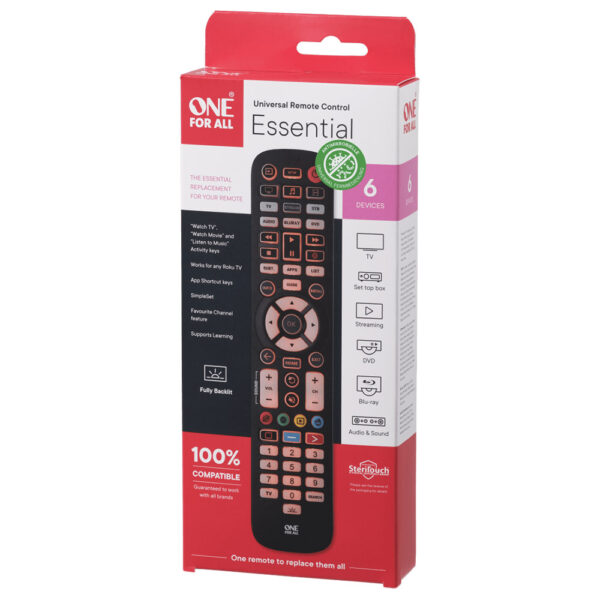 One For All URC3661 Essential 6-Way Anti-Microbial Universal Remote - Image 2
