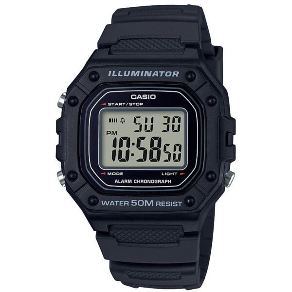 Casio W-218H-1AVEF Mens Digital Sports Watch Alarm Chronograph 50M - Black Resin