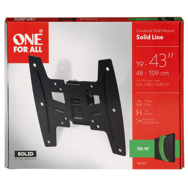 One For All WM4221 19-43 inch TV Bracket Tilt Solid Series - Image 2