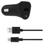 Griffin GP135BLK Single Port 2.4A USB Car Charger with Lightning Cable - Black