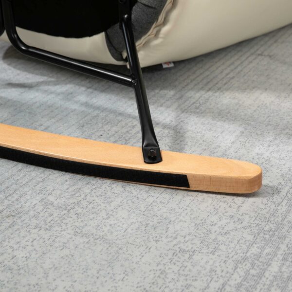 Homcom Rocking Chair for Nursery Upholstered Wingback Armchair Grey and Cream - Image 8