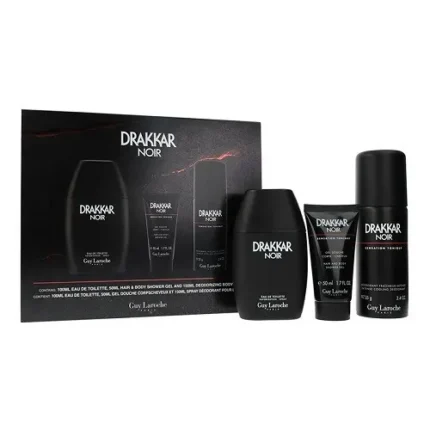 Guy Laroche Drakkar Noir Gift Set 100ml EDT + 150ml Deodorant Spray + 50ml Shower Gel