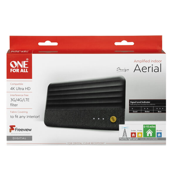 One For All SV9482 Amplified Indoor TV Aerial with Signal Level Indicator & Fabric Design - Image 5