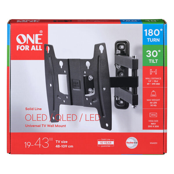 One For All WM4251 19-43 inch TV Bracket Turn 180 Solid Series - Image 3