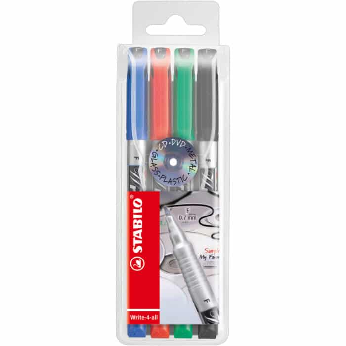 Stabilo 156/4 Write-4-all Permanent Marker Pen Fine -Blue, Red, Green, Black