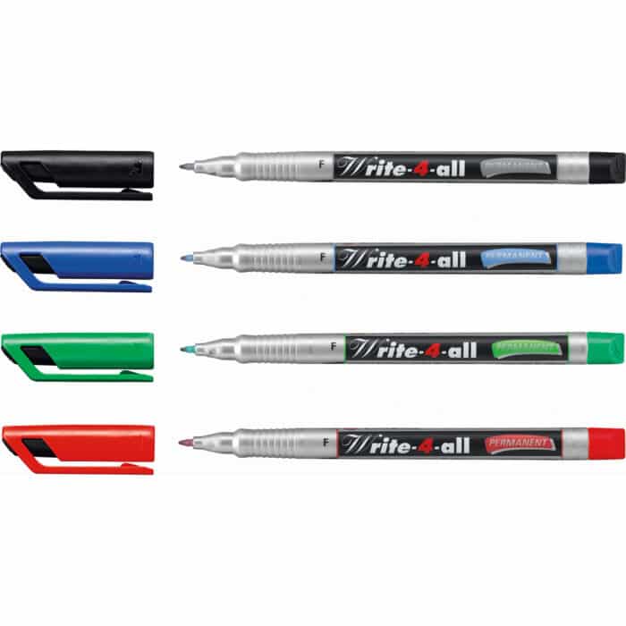 Stabilo 156/4 Write-4-all Permanent Marker Pen Fine -Blue, Red, Green, Black - Image 3