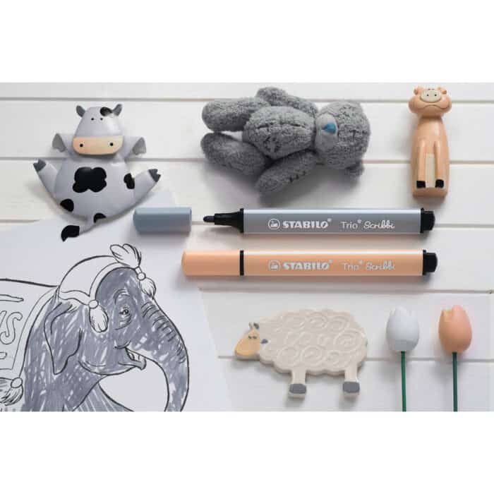 Stabilo 368/8-01 Trio Scribbi Triangular Fibre-Tip Pen - Pack of 8 - Assorted Colours - Image 4