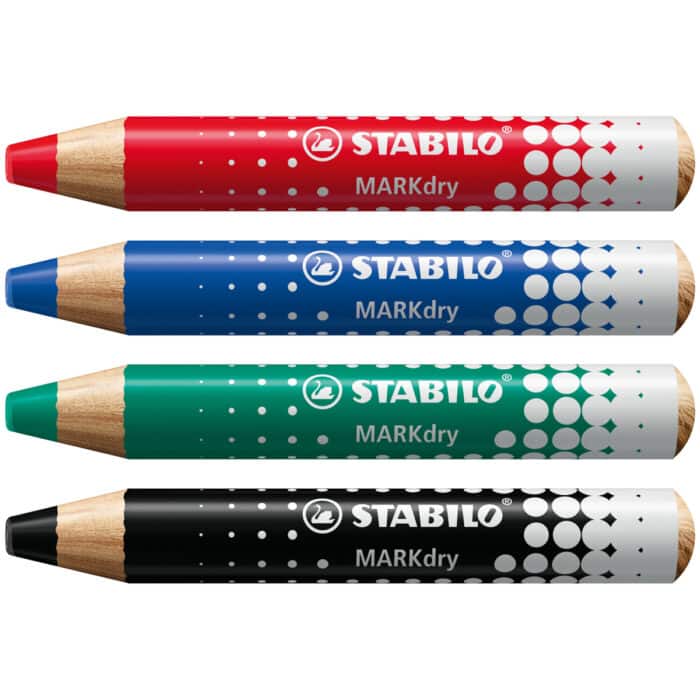 Stabilo 648/4-5 MARKdry Whiteboard & Flipchart Markers with Sharpener + Wiping Cloth - Image 2
