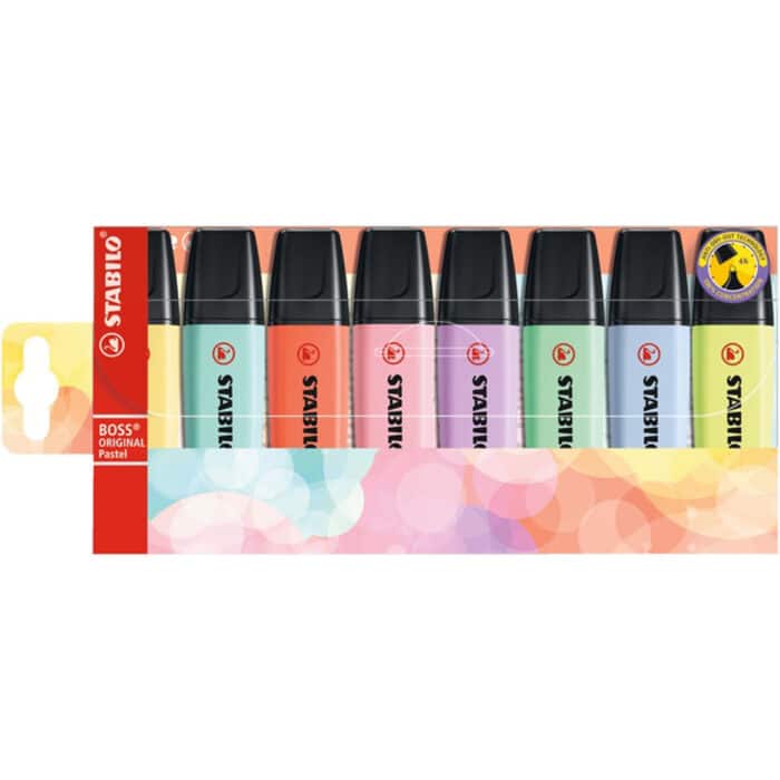 Stabilo 70/8-3 Highlighter Boss Original Pastel Pack Of 8 - Assorted Colours
