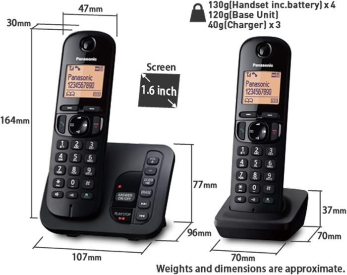 Panasonic KXTGC224EB Digital Cordless Answer Phone with Nuisance Calls Block - Quad - Image 6