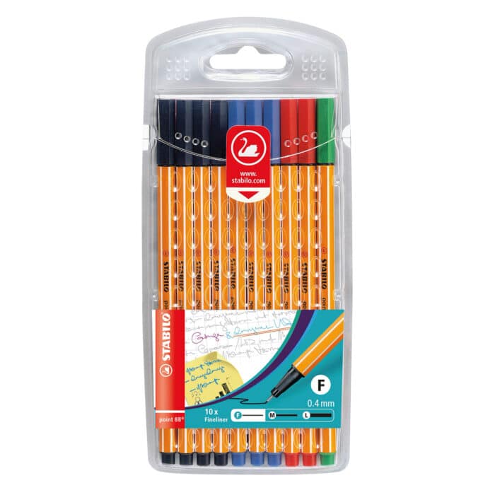 Stabilo 87-1468 Fineliner Point 88 Pack Of 10 - Office Colours