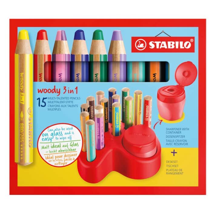 Stabilo Multi-Talented Pencil Woody 3 In 1  - 15pk Assorted Colours - Image 2