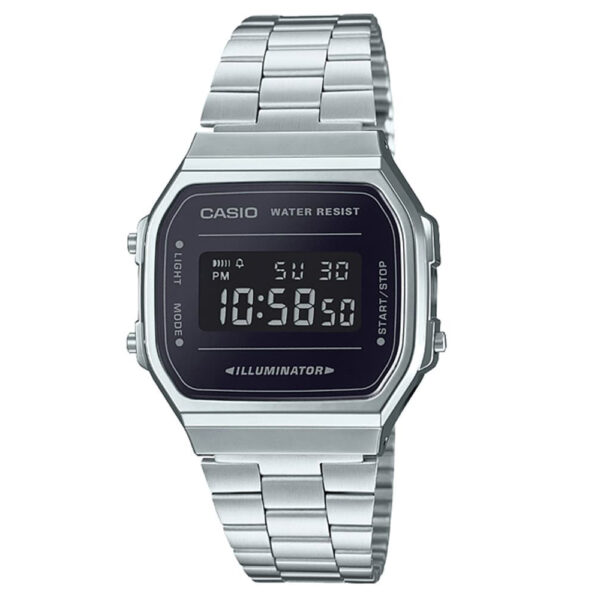 Casio A168WEM-1EF Classic Digital Watch - Silver with Black Case