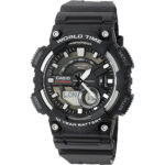 Casio AEQ-110W-1AVEF Mens Watch with World Time - Black Resin Strap