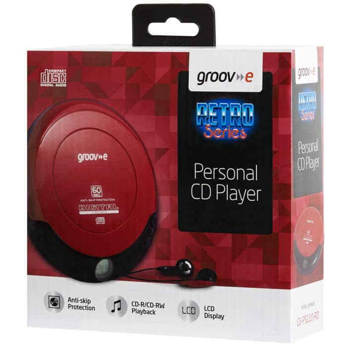 Groov-e GVPS110/RD Retro Series Personal CD Player - Red - Image 3